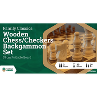 LPG Wooden Folding Chess/Checkers/Backgamm On Set 35cm