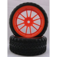 HSP_22008 1/10 Soft Rubber Tyres Wheel Rim For On Road Car Red 2PCS 22008R