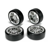 E4D mounted drift tyre & rim F/Silver TM503302FS