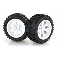 HSP-08010C HSP 2.8" Off-Road Tyres on White Rims - Wheels 2Pcs