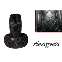 AMAZZONIA SOFT 1:8 BUGGY PRE-GLUED WHITE RIMS (PAIR) - HRAMASO+RIMS