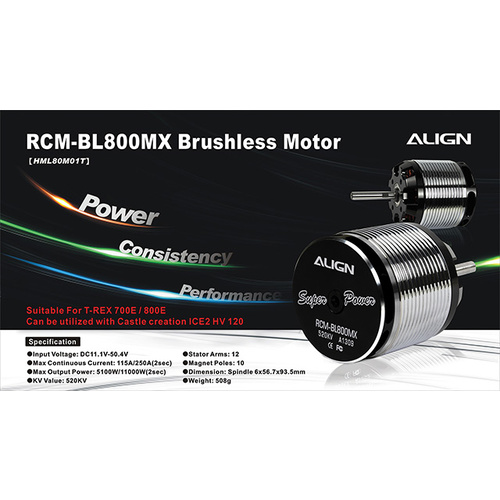 800MX Brushless Motor (520KV) HML80M01
