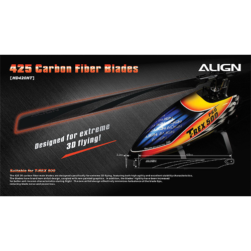 425 Carbon Fiber Blades - Black HD420H