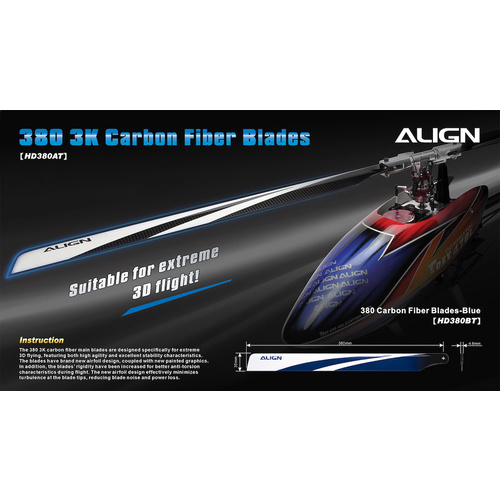 380 Carbon Fiber Blades-Blue HD380B