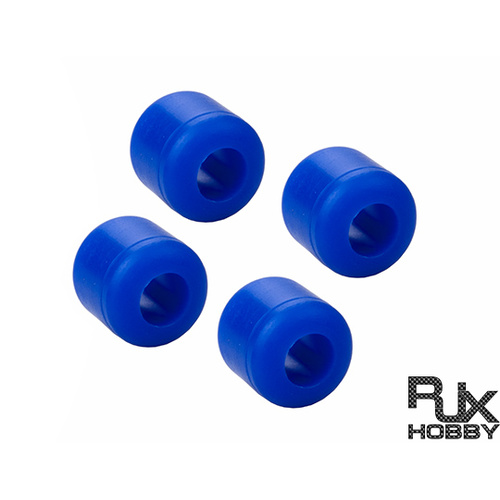 HA0428-7BLU - RJX Helicopter parts CNC Landing skid rubber (dia7mm) nut assembly For RC he