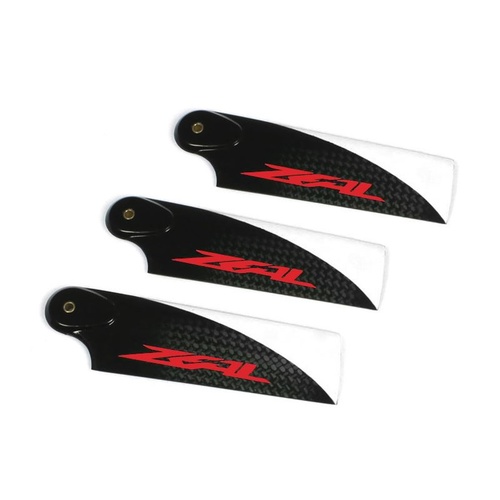 ZHT-095C-3X - ZEAL 3-Blade Carbon Fiber Tail Blades 95mm (Neon Orange)
