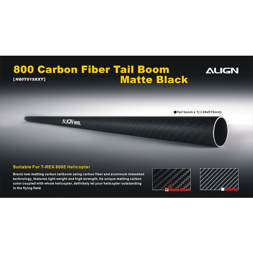 H80T015XXW - 800E Carbon Fiber Tail Boom-Matte Black