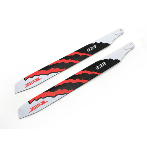 ZHM-NRG238C ZEAL Energy Carbon Fiber Main Blades 238mm (Neon Orange)