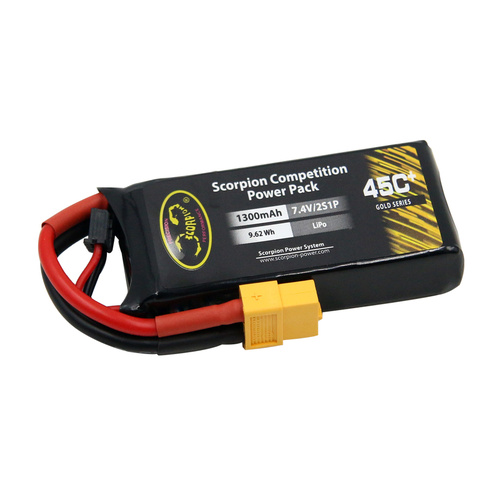 SP1300452XT60 Scorpion Power 1300mAh 45C 7.4V 2S with XT60