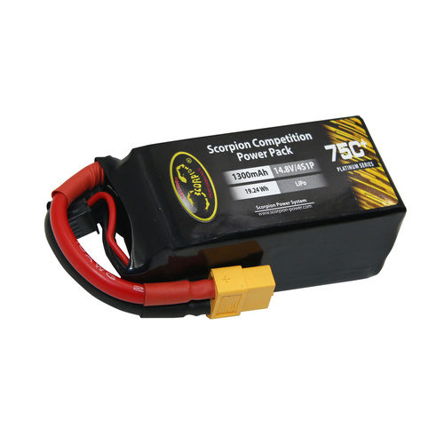 SP1300754XT60 Scorpion Power 1300mAh 75C 14.8V 4S with XT60