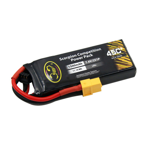 SP1500452XT60 Scorpion Power 1500mAh 45C 7.4V 2S with XT60