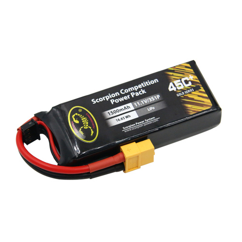 SP1500453XT60 Scorpion Power 1500mAh 45C 11.1V 3S with XT60
