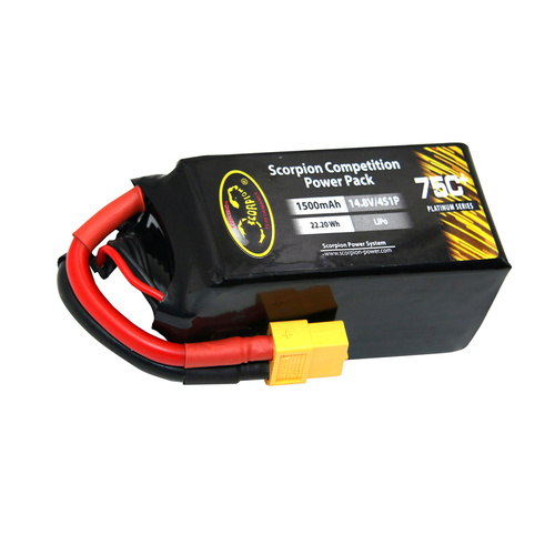 SP1500754XT60 Scorpion Power 1500mAh 75C 14.8V 4S with XT60