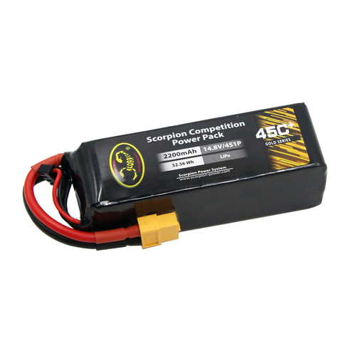 SP2200454XT60 Scorpion Power 2200mAh 45C 14.8V 4S with XT60