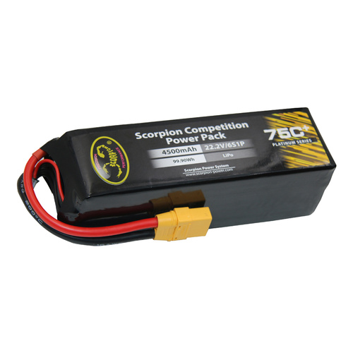 SP4500756XT90 Scorpion Power 4500mAh 75C 22.2V 6S with XT90