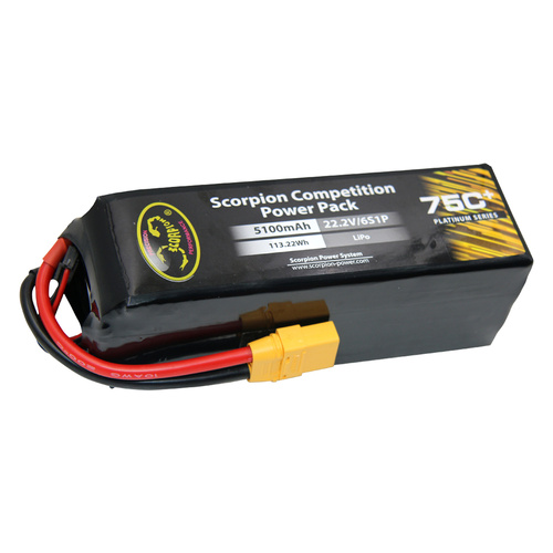 SP5100756XT90 Scorpion Power 5100mAh 75C 22.2V 6S with XT90