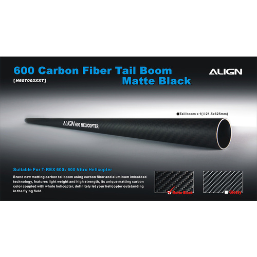 600 Carbon Fiber Tail Boom-Matte Black H60T003XX