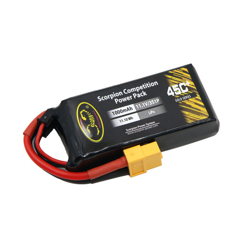 SP1000453XT60 Scorpion Power 1000mAh 45C 11.1V 3S with XT60