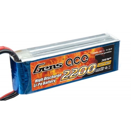 Gens Ace 2200mah 3s 25c 11.1v Lipo Battery Pack GA22003S25