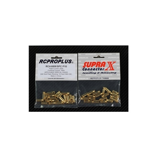 RCPROPLUS 6mm Bullet ConnectorT:C36/ 24K Gold Flash - RCA 6808 SPC P10