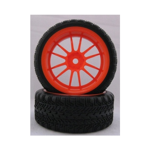 HSP_22008 1/10 Soft Rubber Tyres Wheel Rim For On Road Car Red 2PCS 22008R