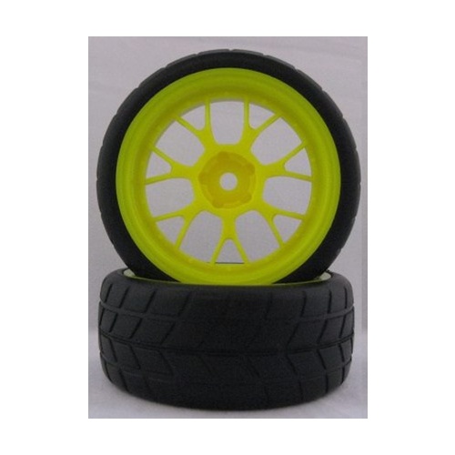 HSP_22019Y 1/10 Soft Rubber Tyres Wheel Rim For On Road Car 2PCS 22019Y