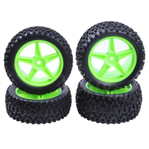 HSP 1/10 Buggy Wheels and Tires Mounted Front and Rear (Green) HSP_06020_06026