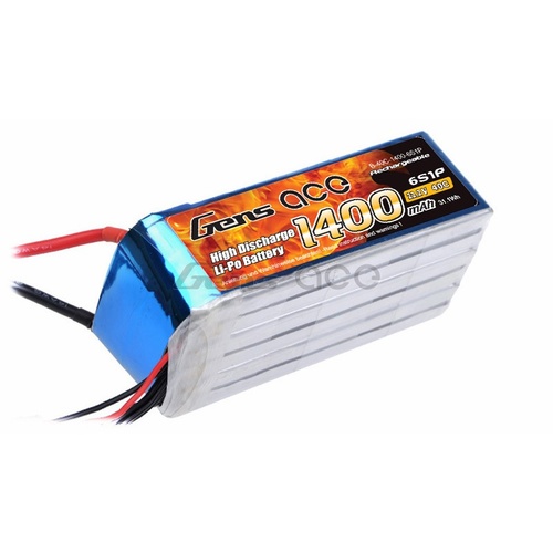 Gens Ace 1400mah 40C 22.2V Soft Case Lipo GA6S-1400-40C-S