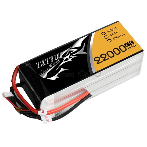 TATTU 22000 25C 22.2V Soft Case Lipo (5mm bullet plugs) TA6S-22000-25C