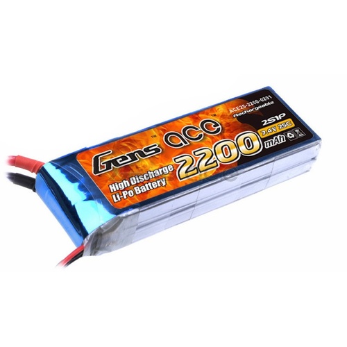 Gens Ace 2200mah 25C 7.4V Soft Case Lipo (Was: ACE:2200225) GA2S-2200-25C-S