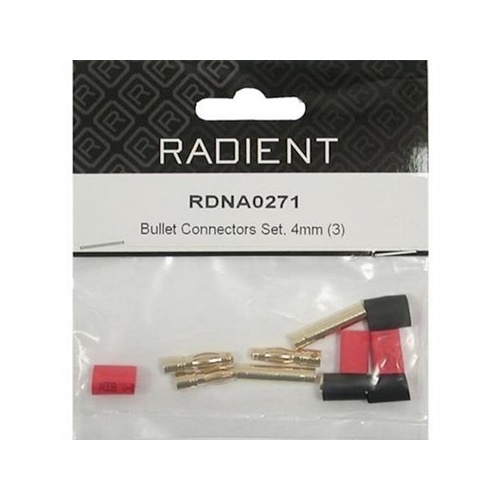 RADIENT GOLD PLATED 4mm BULLET CONNECTOR SET (MALE & FEMALE) X 3PCS