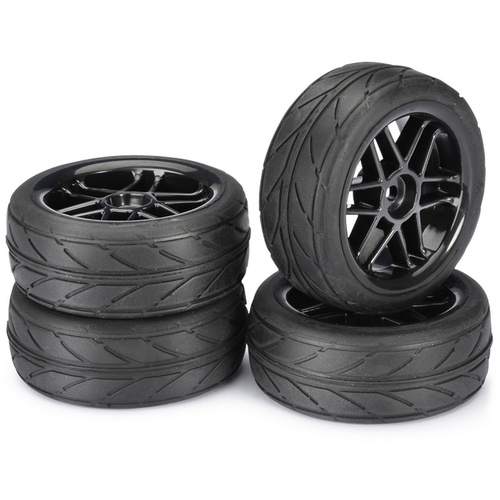 AB2510003 - Absima Wheel Set Onroad "6 Spoke /Profile" Black 1:10 (4pcs)