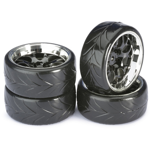 AB2510040 - Absima Wheels set drift LP "honeycomb / Profile A" Black / Chrome 1:10 ( 4)