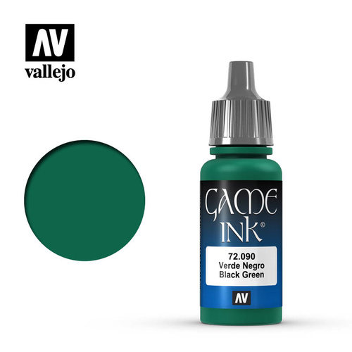 AV72090 - Vallejo Game Ink Colour Black Green Ink 17 ml