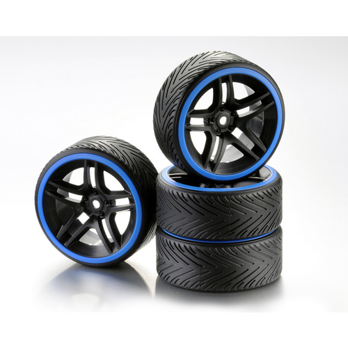 AB2510051 Absima Wheel Set Drift 10-Spoke "Profile A" Rim black/Ring blue 1:10 (4)