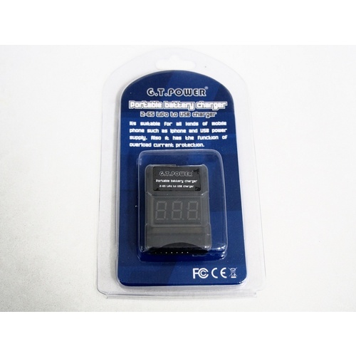 GT-USBLIPO G.T. Power 2-6s to USB Charger and Battery Checker