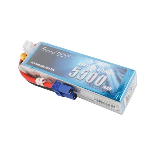 Gens ace 5500mAh 11.1V 60C 3S1P Lipo Battery Pack with EC5 Plug GA3S-5500-60CS