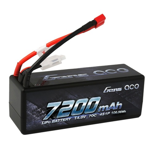 Gens Ace 7200mAh 70C 14.8V Hard Case Battery (Deans Plug) GA4S-7200-70CH