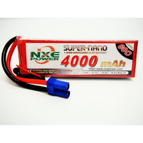 NXE 22.2v 4000mah 60c Soft Case Lipo w/EC5 Connector 4000SC606SEC5