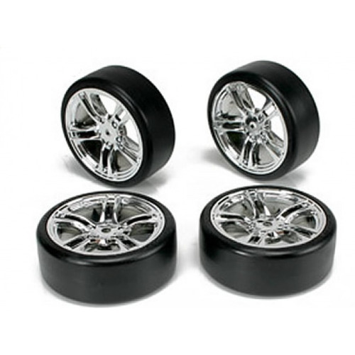E4D mounted drift tyre & rim F/Silver TM503302FS