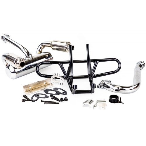 ROV-87113 Rovan V5 Silenced Tuned Exhaust Pipe Set w/ Twin Tips & Steel Bumper