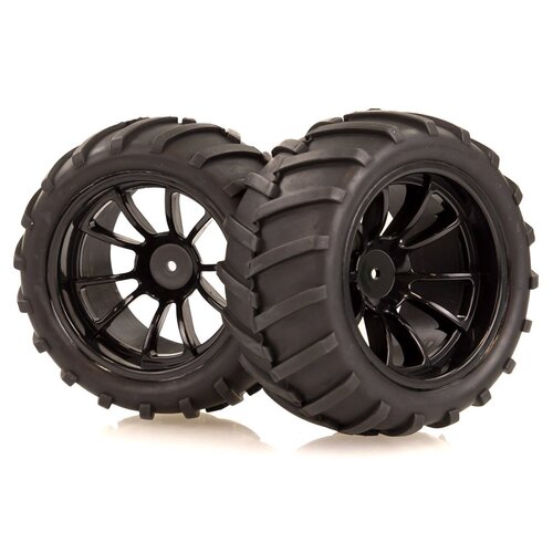 HSP 2.8" Off-Road V-Groove Tyres on 10 Spoke Black Rims - Wheels 2Pcs HSP-08010F