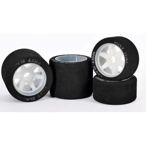 HR08RW35 - HOT RACE 1:8 35 SHORE REAR TYRES MOUNTED ON LIGHT RIMS